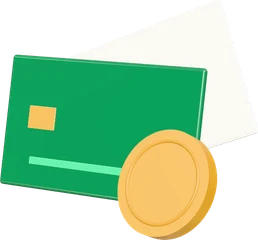 a bank card and a coin
