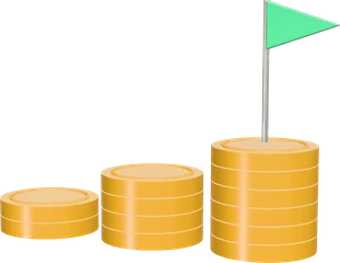 coins stacked up to a flag